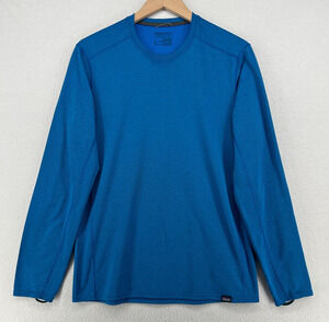 PATAGONIA Shirt Mens M Capilene Midweight Crew Polartec Baselayer Thumbhole Blue
